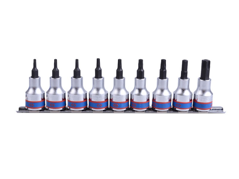 

Nasadki Torx z otworem 3/8" T10-T50 na szynie