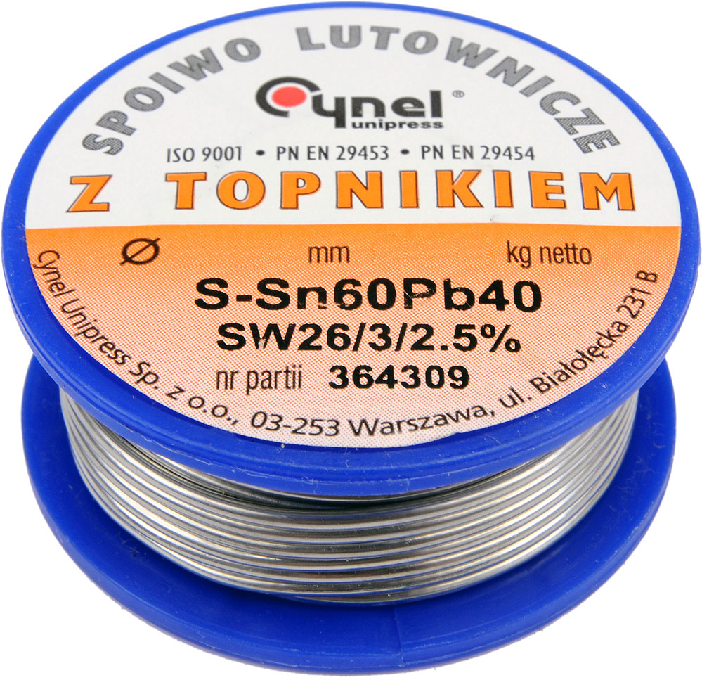 

Cyna 0,56mm 100g 0,56/100g Pb Ołowiowa z topnikiem