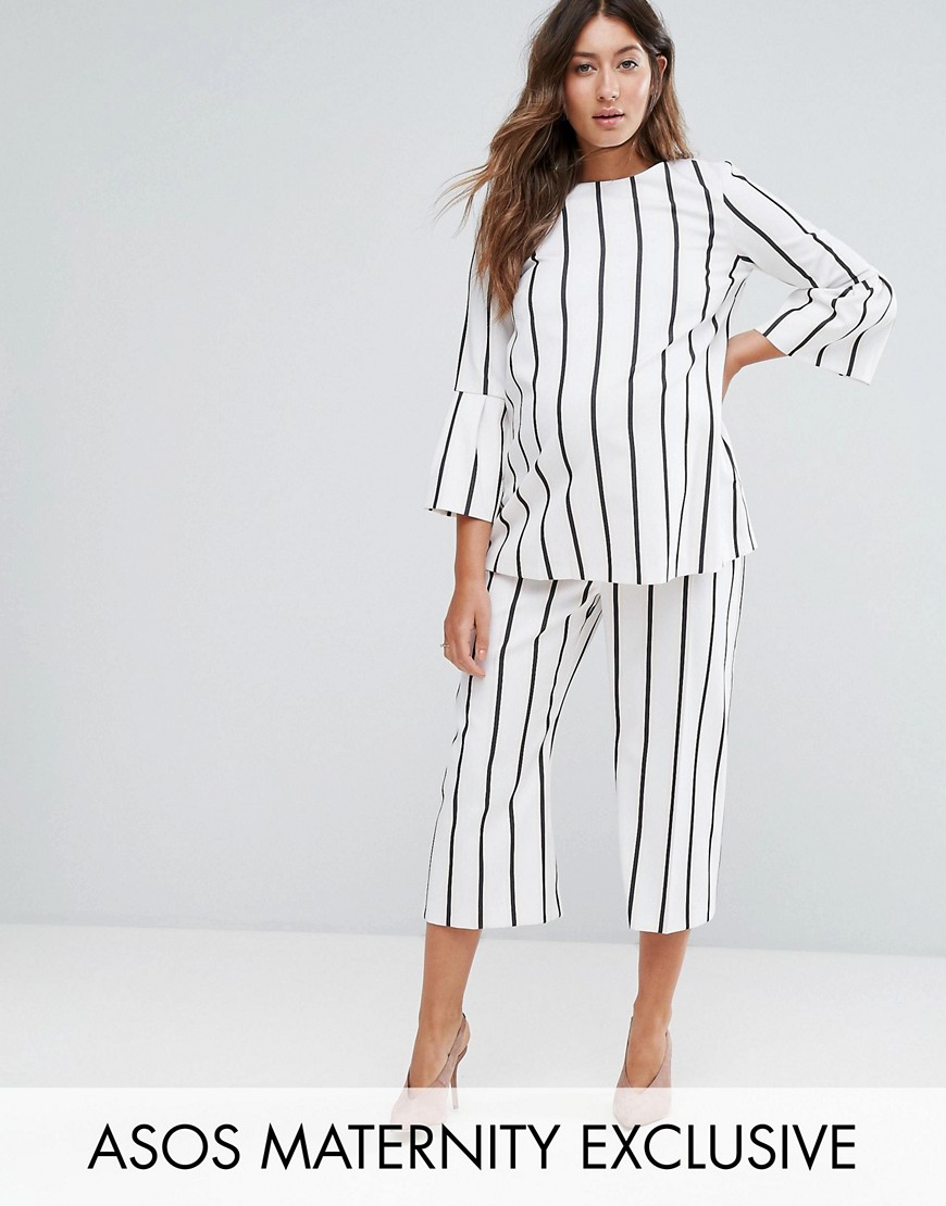 D12N007 SPODNIE SZEROKIE W PASKI MATERNITY 44 Marka inna