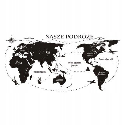

Naklejka na ścianę Mapa śwata 5 - Nasze podróże