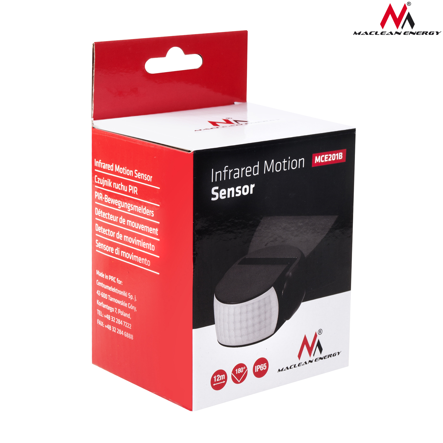 Sensor czujnik ruchu 180st zew. IP65 czarny do LED Marka Maclean