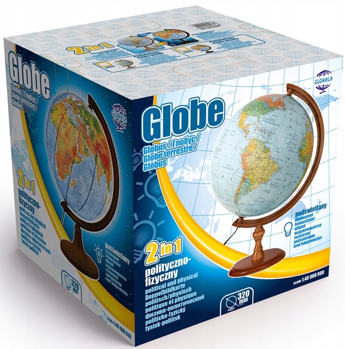 Globus 32 cm PODŚWIETLANY 2w1 + STREFY CZASOWE + EAN 5906727903615