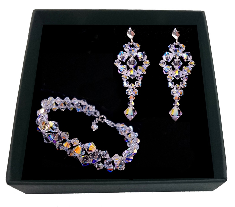 

Univia* Komplet Biżuteria Ślub Swarovski CrystalAB