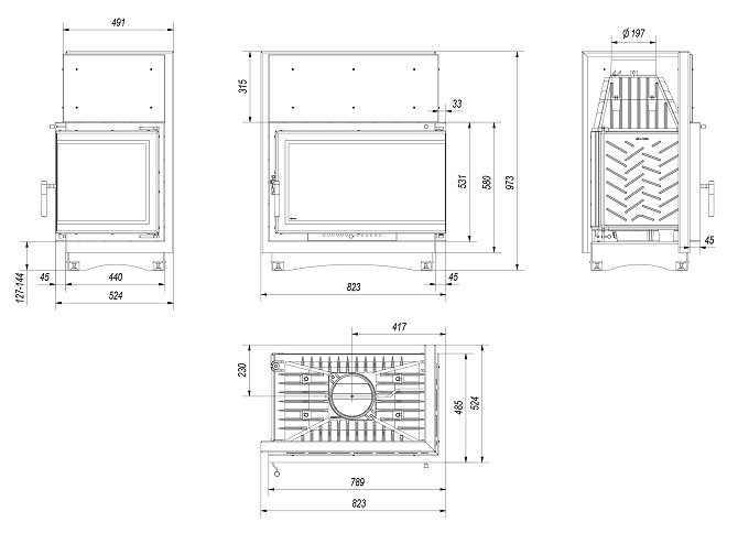 Wkład kominkowy kominek OLIWIA 18 prawy BS DECO Moc (kW) Więcej niż 15