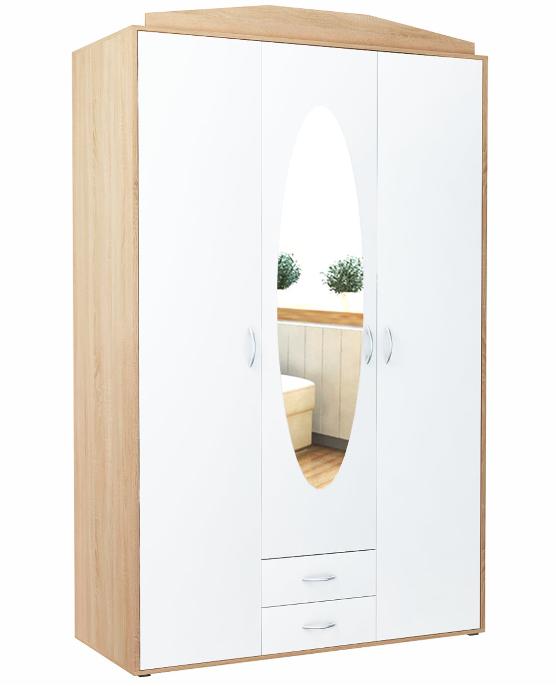 Skriňa 3D2S Biela-sonoma trojdverové zrkadlo Rob