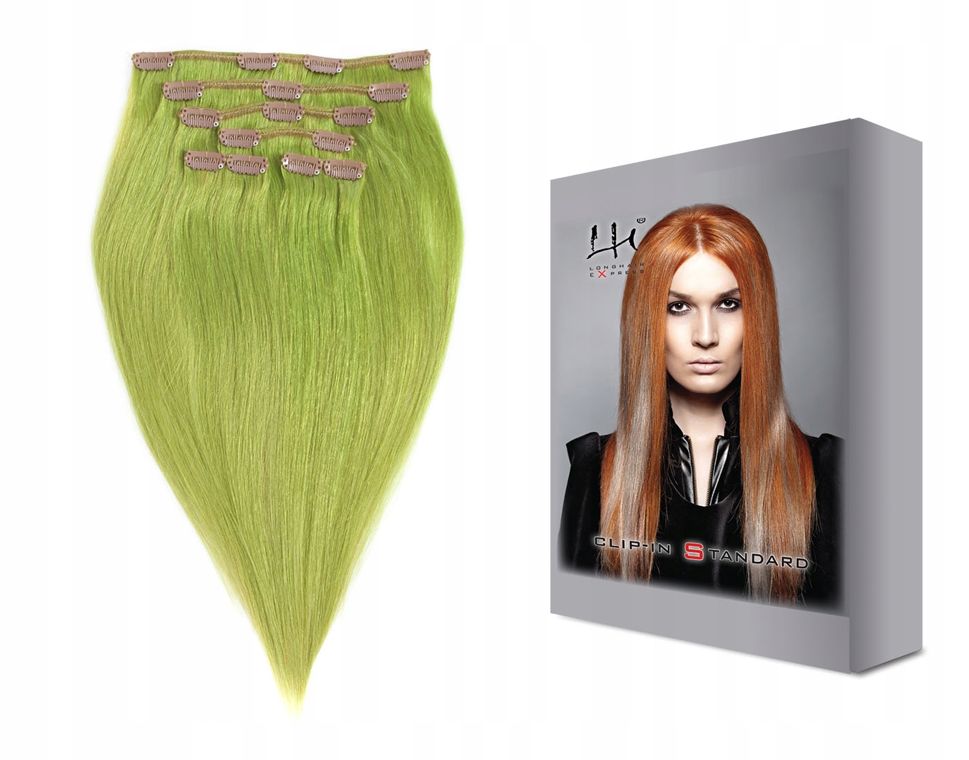 #green – 40-45 cm 6dílná sada přírodních vlasů