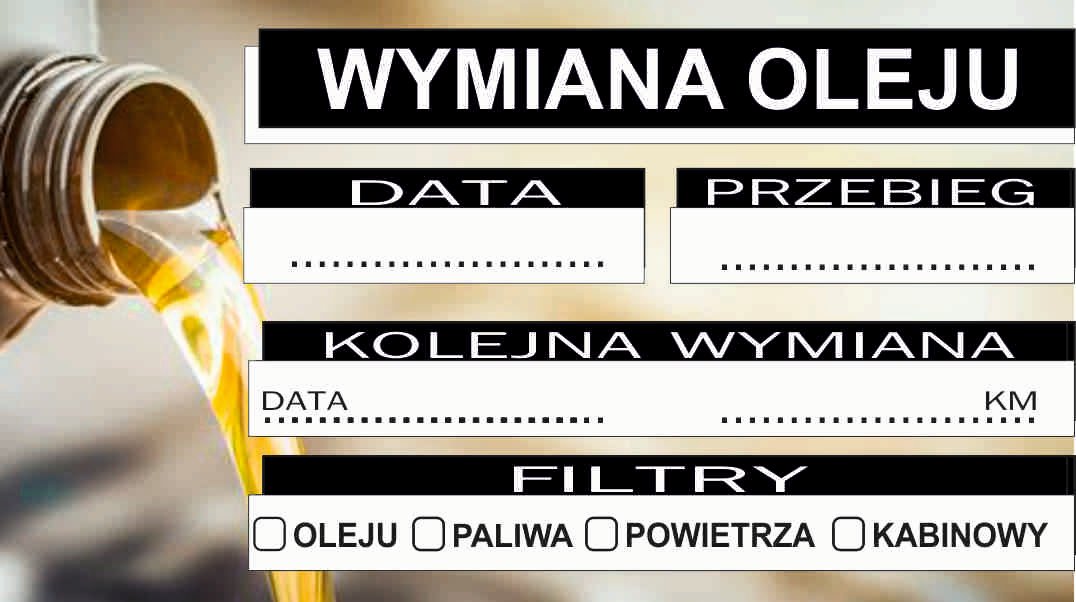 NAKLEJKI OLEJOWE, wymiana oleju 100 SZTUK