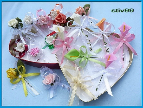 KOTYLIONY przypinki kokardki dla Gości -RĘKODZIEŁO Rodzaj kotylion