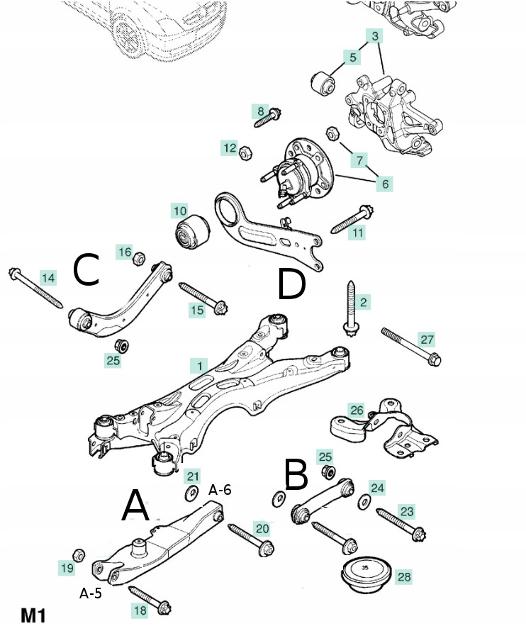 Схема задней подвески opel vectra b