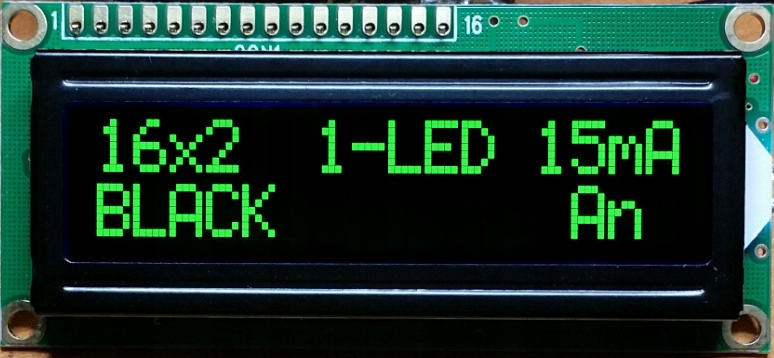 

Art New LCD 2x16-G/KK pureGREEN Negative Blackline