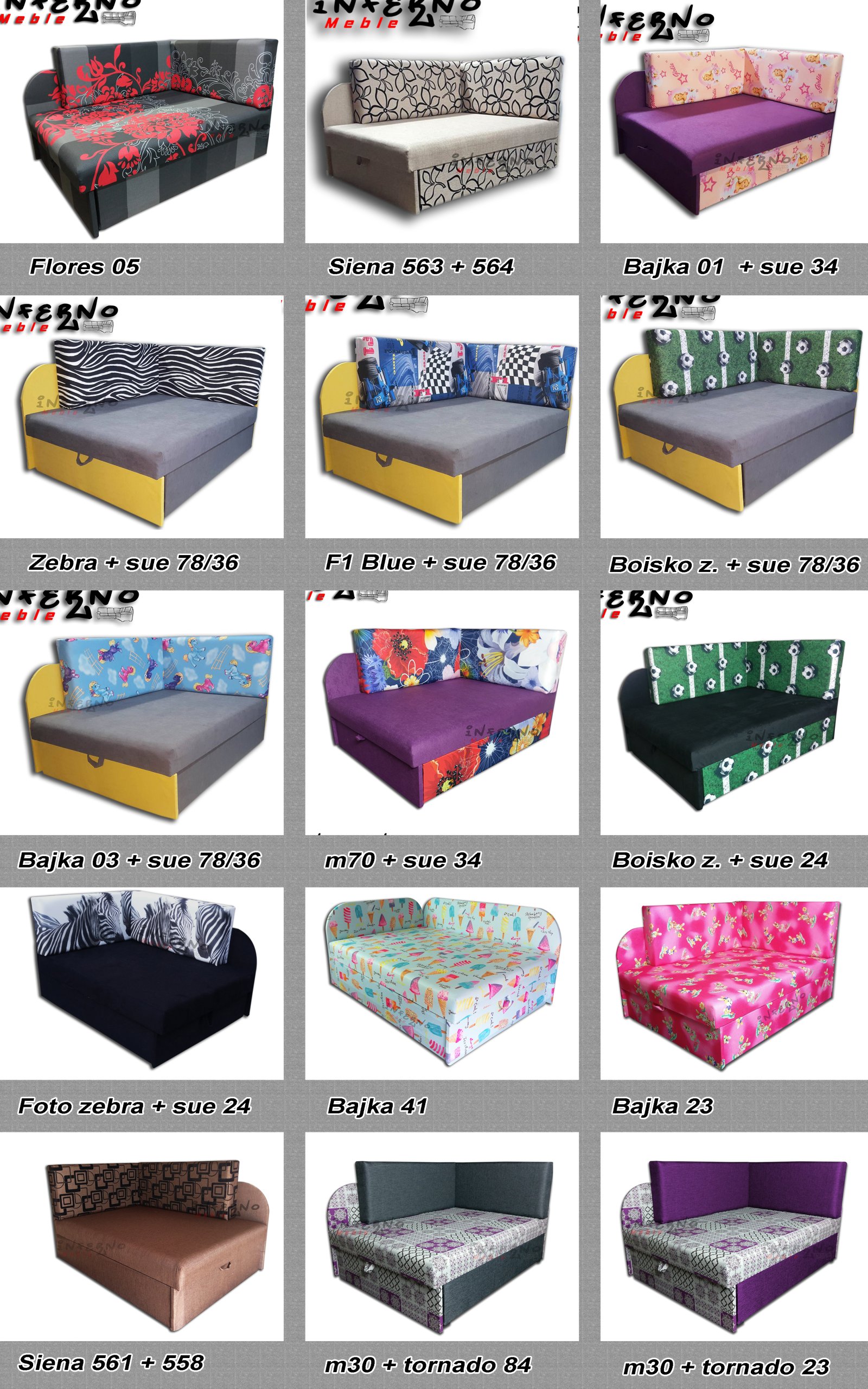 Narożnik dziecięcy, łóżko, KUBUŚ, dużo WZORÓW! Szerokość mebla 77 cm