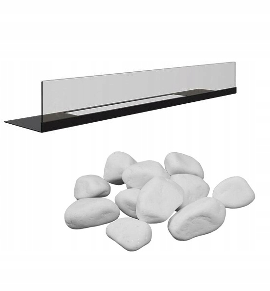 Biokominek bezdymny ALPHA CZARNY z SZYBĄ + Kamyki Kolor czarny