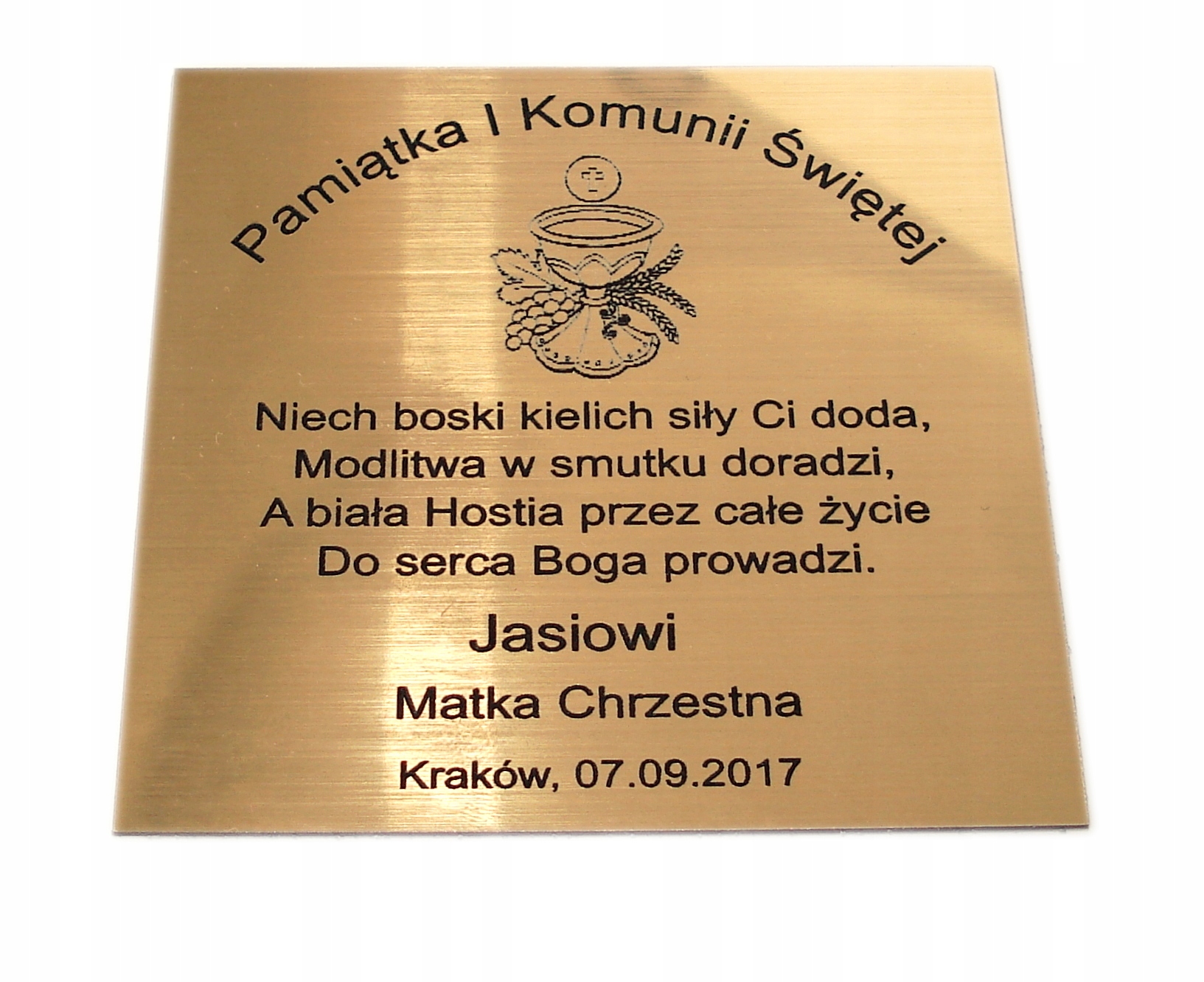 

Tabliczka 8x8 cm do naklejenia Komunia Grawer