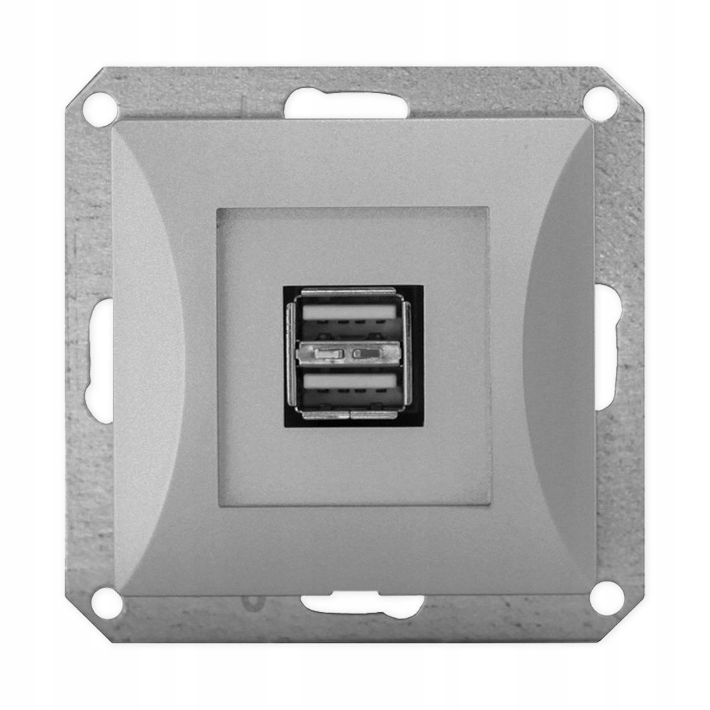 

Opal Gniazdo Ładowarka 2x Usb 1A Moduł Srebrny