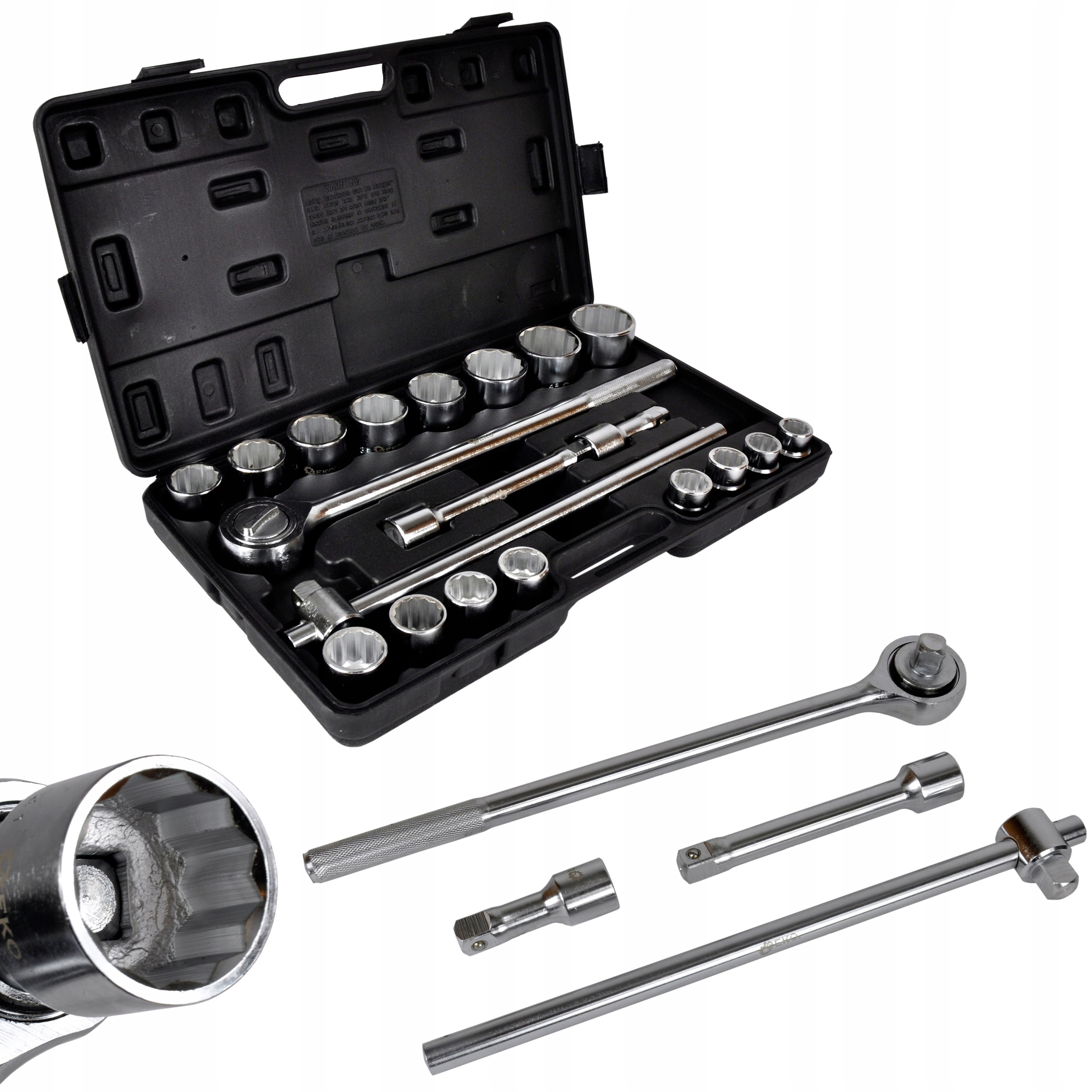 

Klucze Nasadowe 3/4" 12-KĄTNE Zestaw 21el Tir