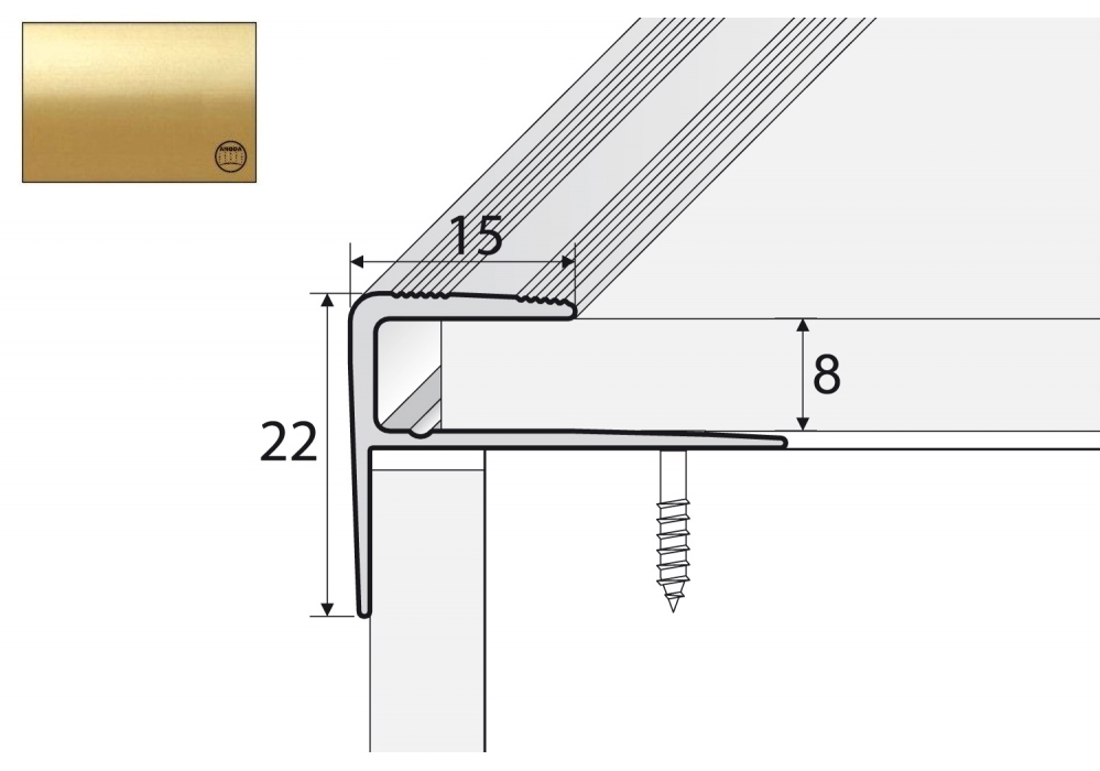 

Aluminiowa listwa schodowa A60, 90cm Złoto