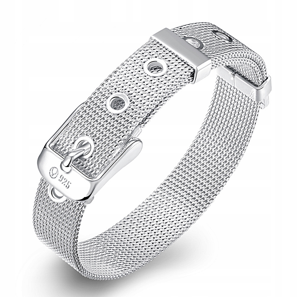 

Elegancka Bransoletka Srebrna 925 Pasek Siatka B10
