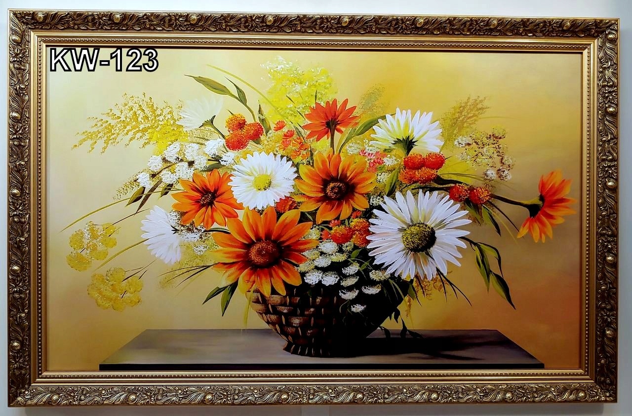 KWIATY 110X70 CM OBRAZ W ZŁOTEJ RAMIE 7907367295 - Allegro.pl