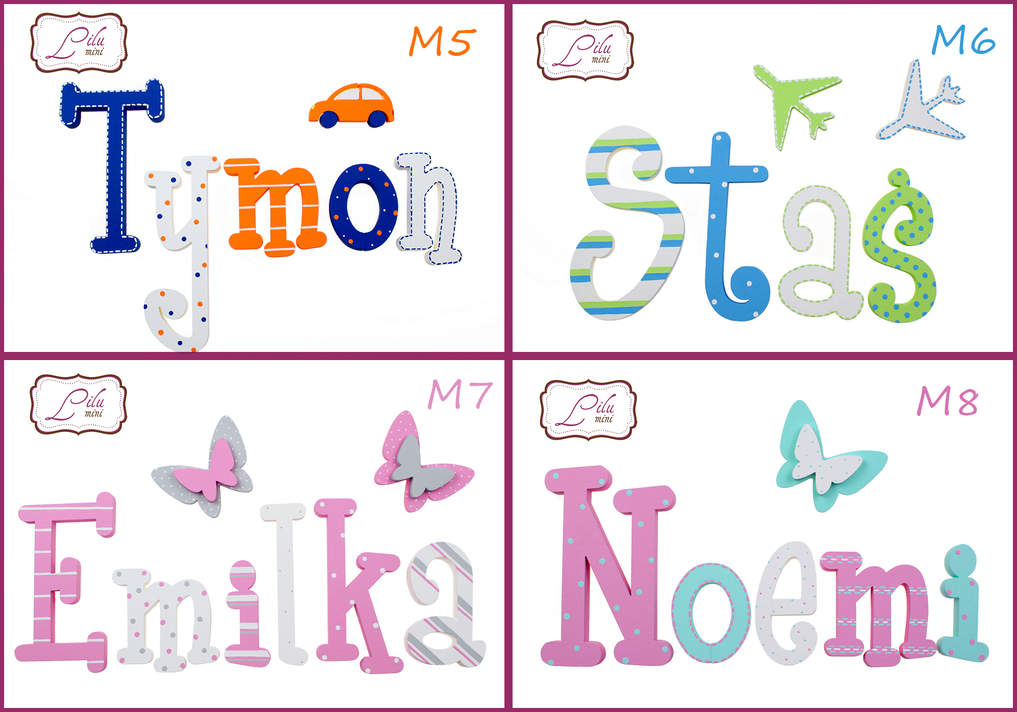 LITERKI NA ŚCIANE IMIĘ 7-LITEROWE 3 DEKORY GRATIS Płeć Chłopcy Dziewczynki