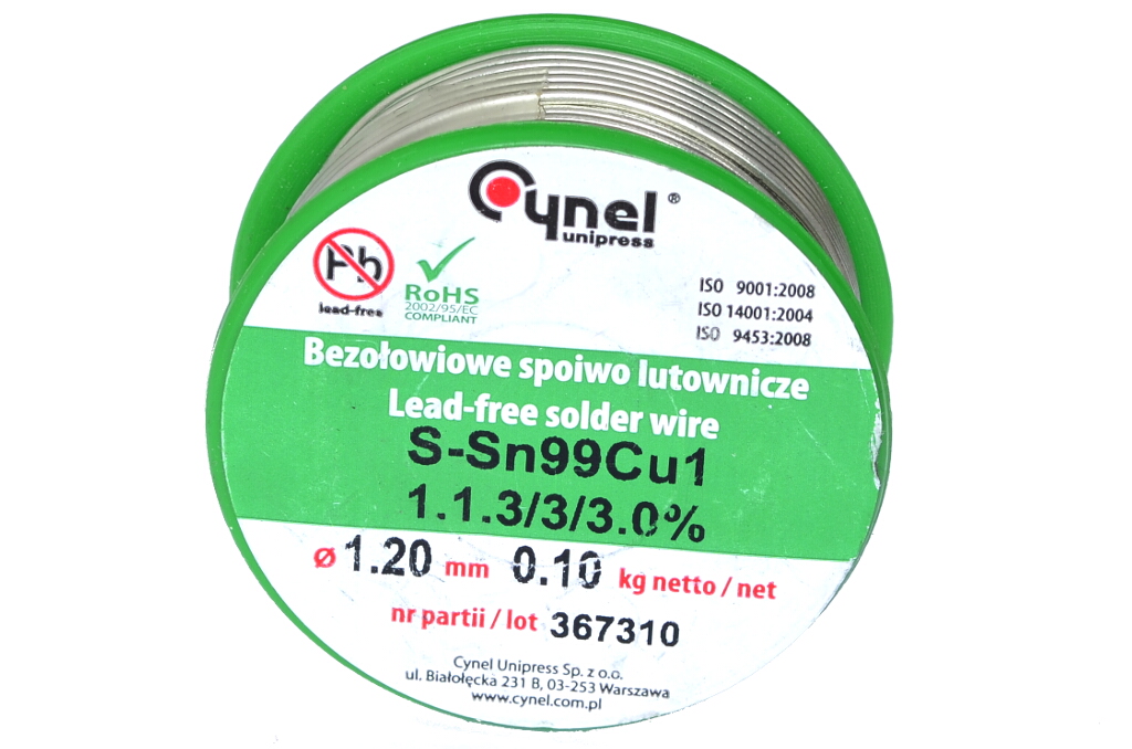 

Cyna z topnikiem 1,20mm 100g 0,1kg Pb Free