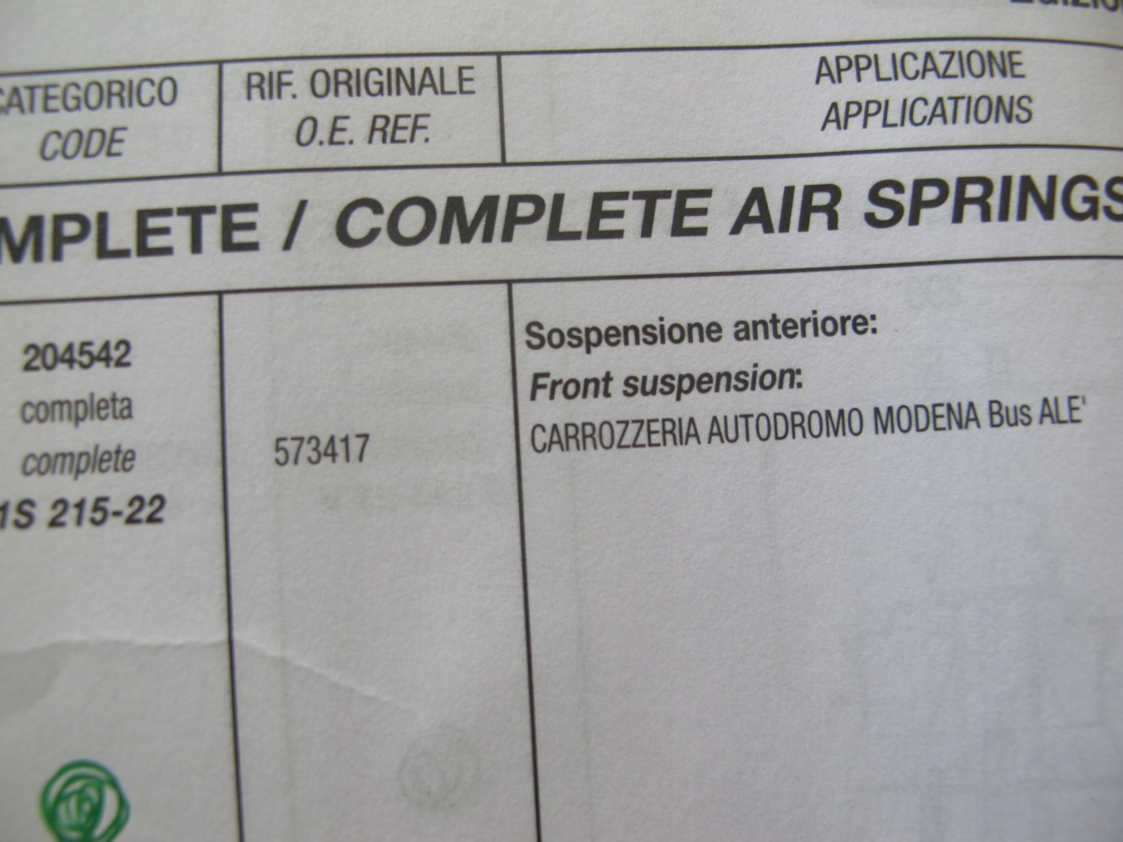 Miech poduszka AUTODROMO MODENA BUS 573417 Car type Passenger cars Cargo vans