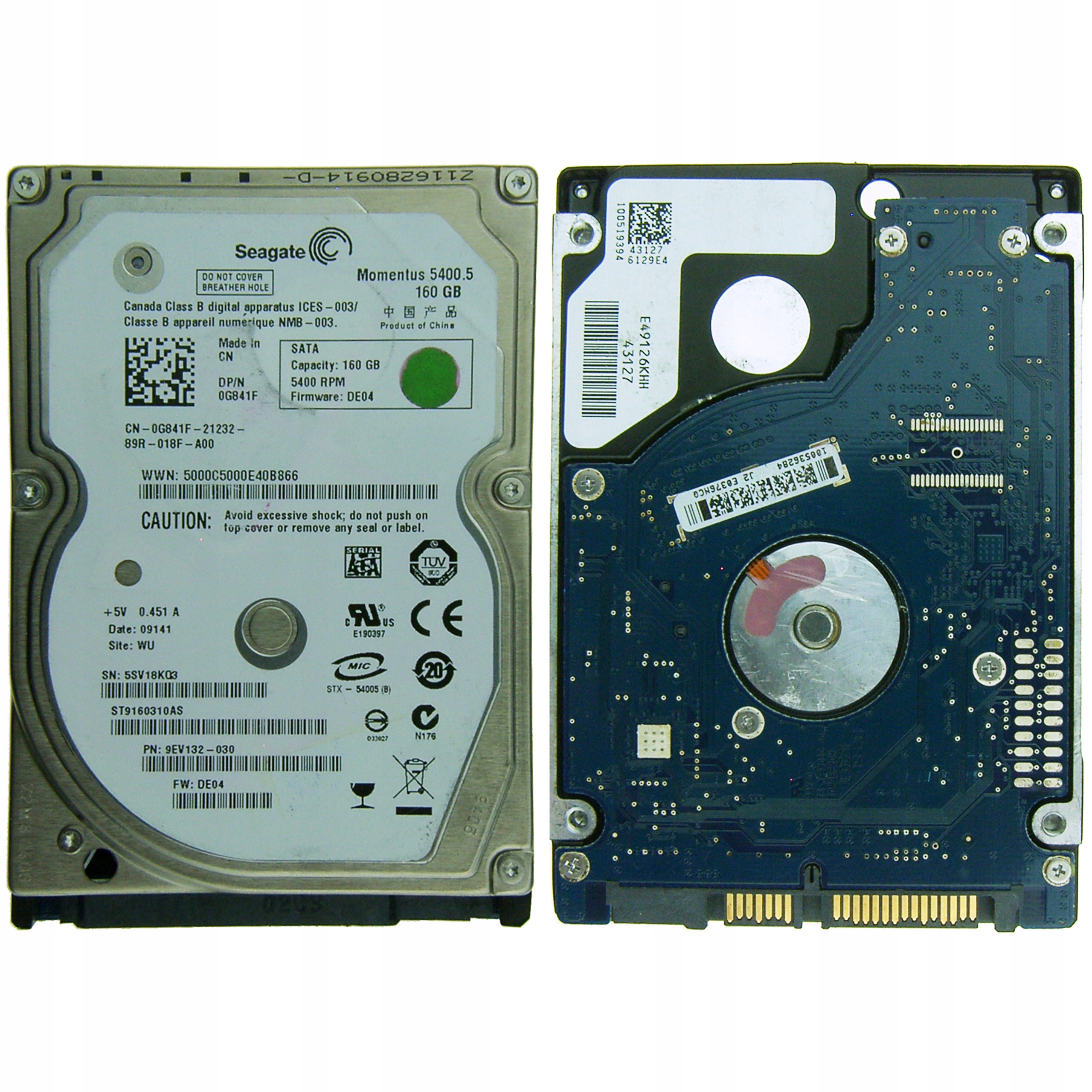 SEAGATE ST9160310AS | FW DE04 | nezistené 4fA