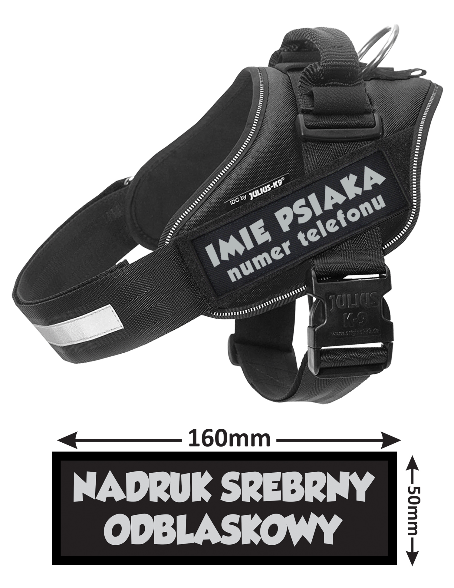 NAKLEJKA NASZYWKA ODBLASKOWA RZEP PASUJE JULIUS K9 Kod producenta ODBLASKOWA-NAKŁADKA-SZELKI-CZARNA