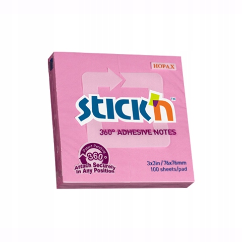 

Notes samoprzylepny 76x76 Stickin klej 360 różowy