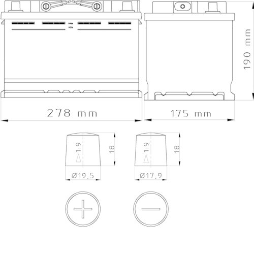 L3 / EB740 / H6 / 574.12 Batterie de démarrage FIAMM 12v 74Ah 680A