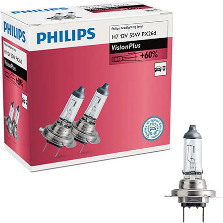 

Philips 2xŻarówki H7 VisionPlus 60% Więcej Światła