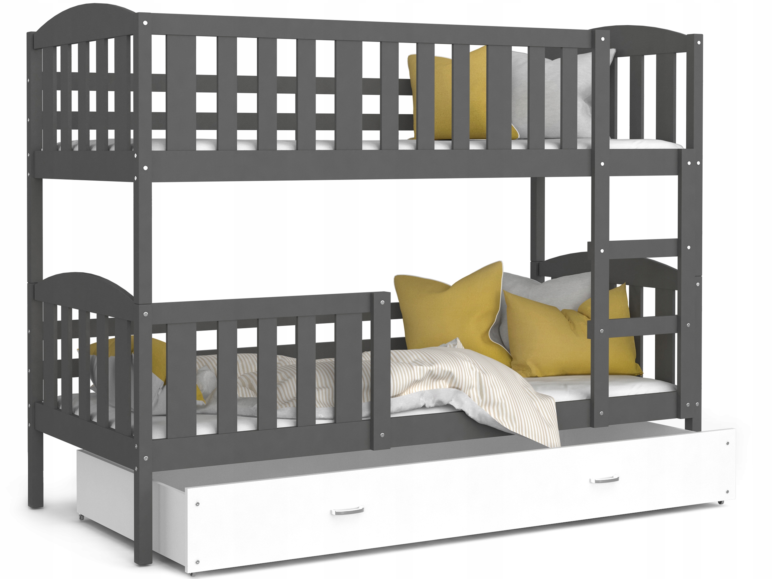 Двухъярусная кровать ВИННИ-серый белый 190x80