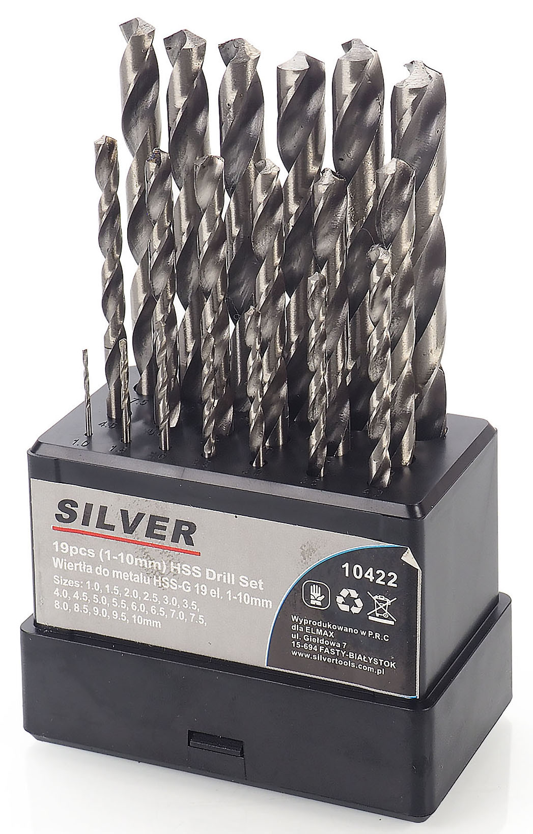

Zestaw Wierteł Do Metalu 19 sztuk 1-10 mm Wiertło