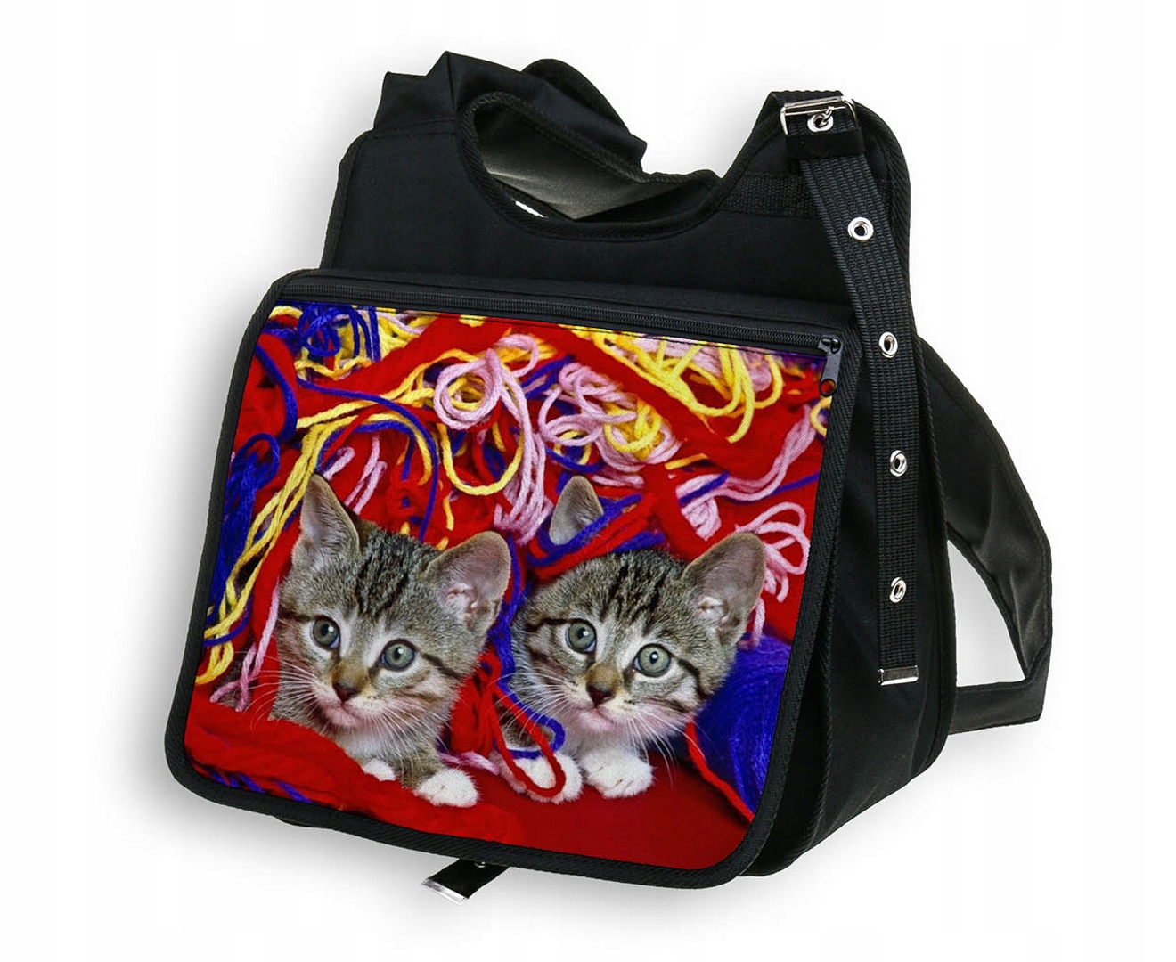 TORBA KLAPKA DUZA A4 KOT 24 KOTKI SZKOLA POLSKI