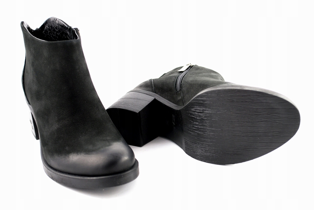 CARINII 3016 Botki czarne skóra nubuk R.36 Wysokość obcasa/platformy 5 cm