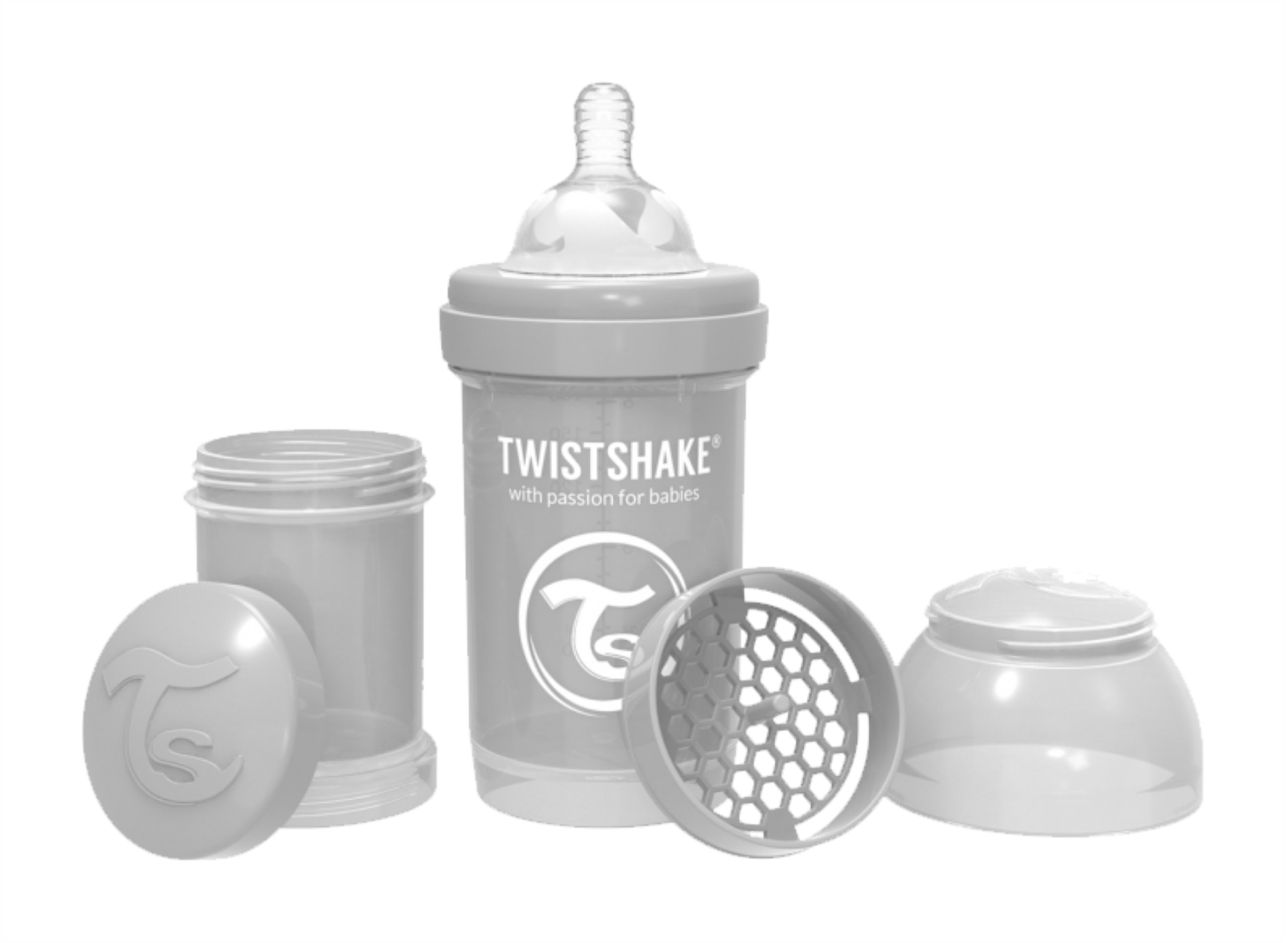 

TwistShake Butelka antykolkowa 180ml szara 0m+