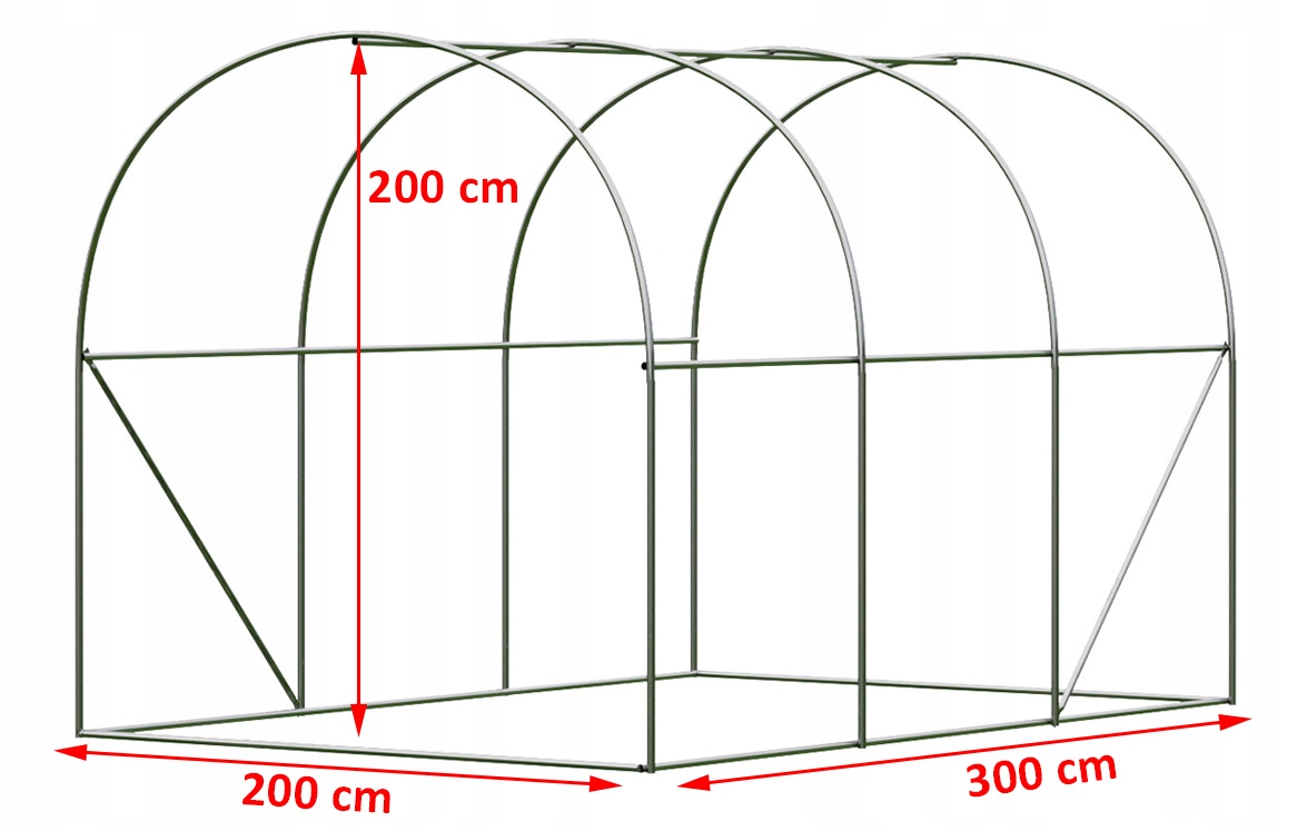 TUNEL FOLIOWY 200 x 300 cm FOLIAK SZKLARNIA NA WARZYWA 2x3m Szerokość produktu 200 cm