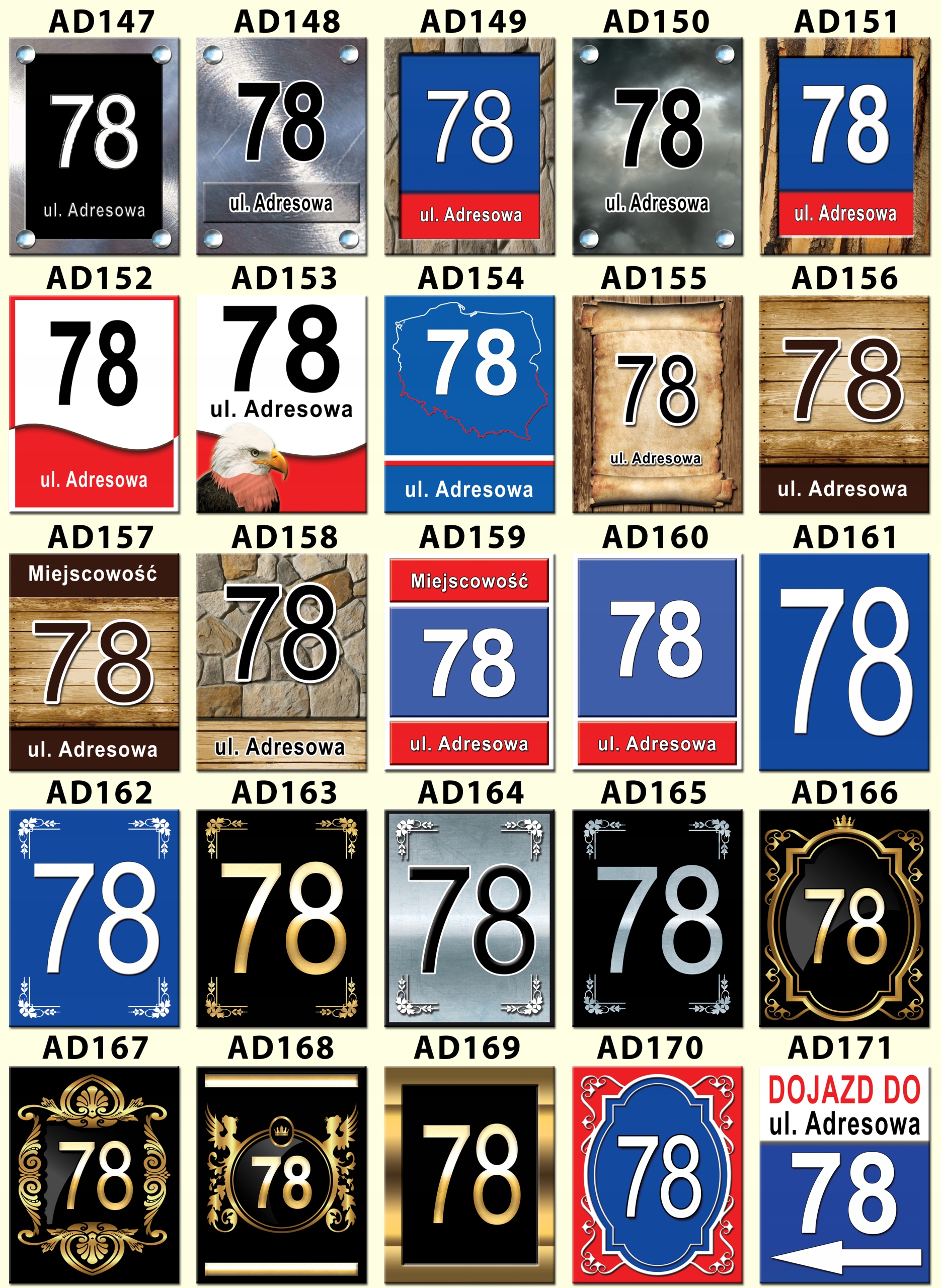 TABLICZKA ADRES NUMER DOM POSESJA ULICA DZIAŁKA Grubość 2 mm