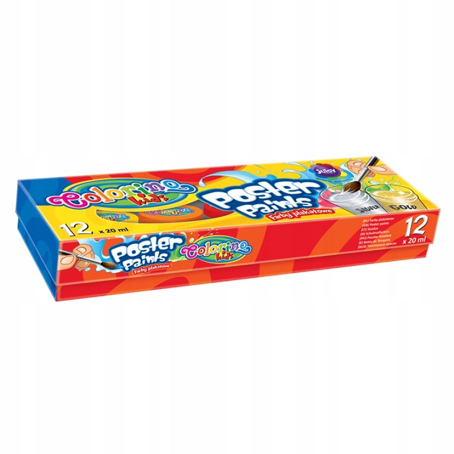 COLORINO FARBY PLAKATOWE 12 KOLORÓW + PLASTELINA Stan opakowania oryginalne