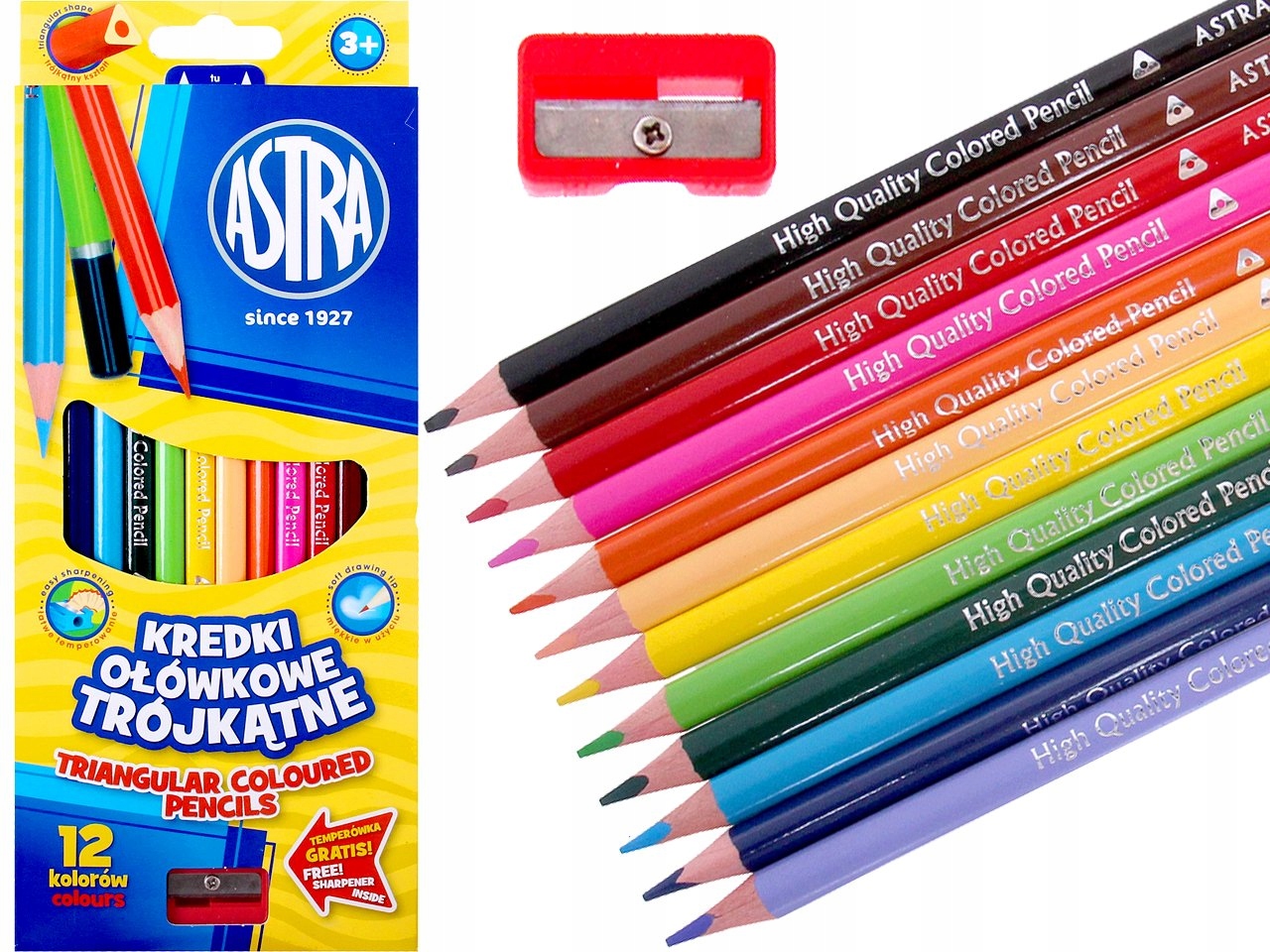 ASTRA точилки для карандашей цветные КАРАНДАШИ, точилки для карандашей Треугольные 12 Цв