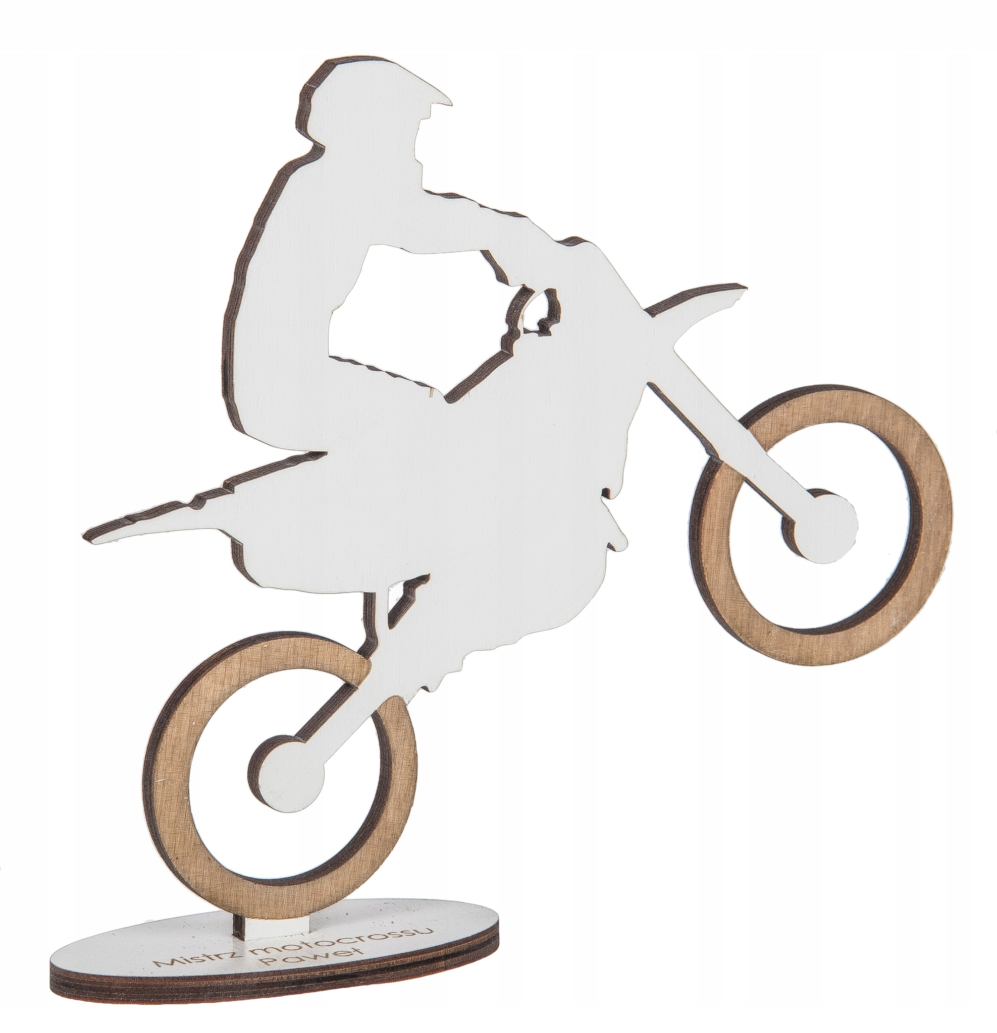 

Drewniana Statuetka Motocross Nagroda Imię