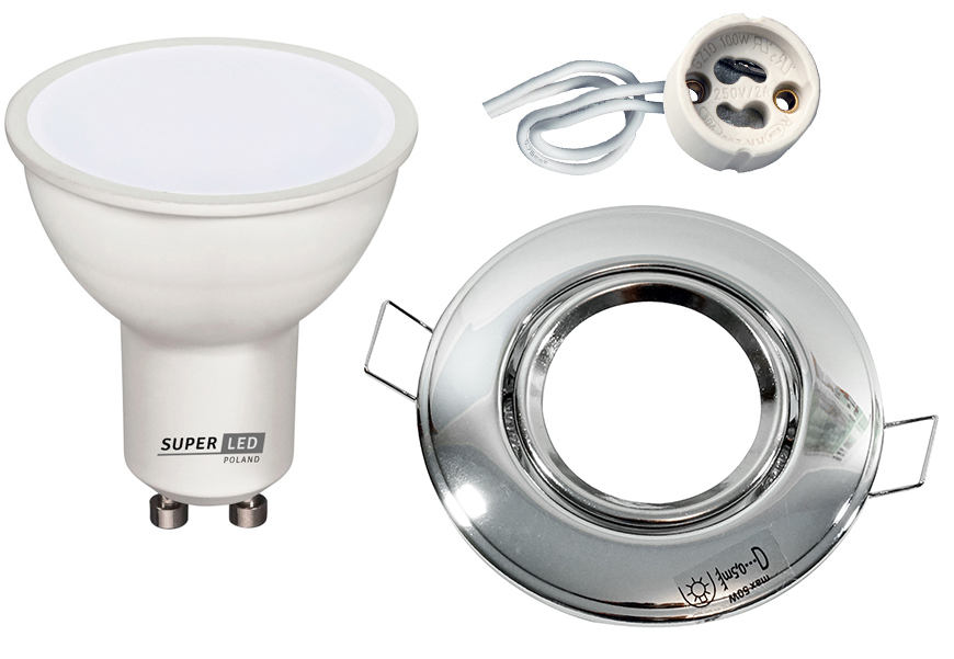Zestaw oprawa halogenowa RUCHOMA okr + LED GU10 6W