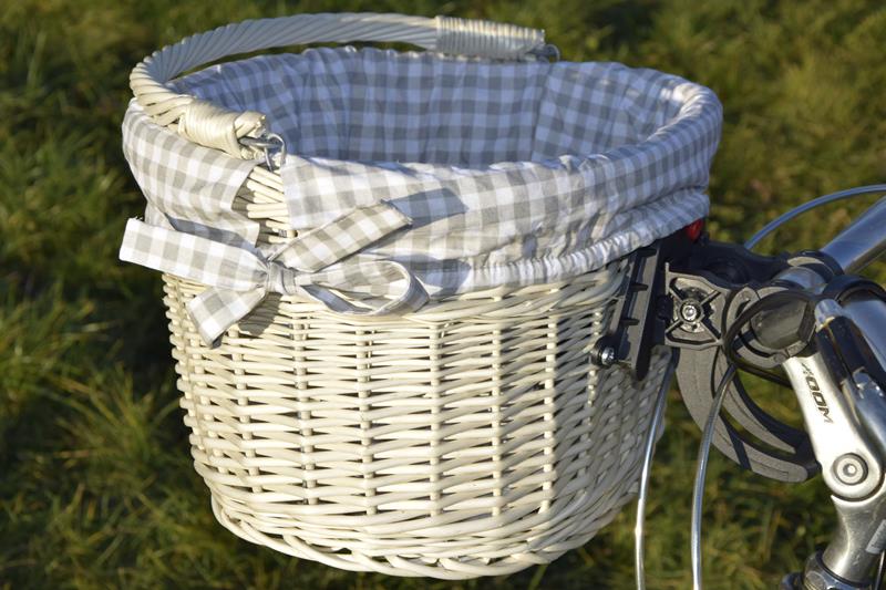 Prútený košík na BIKE klipsy BIELY + podšívka Výška 22 cm