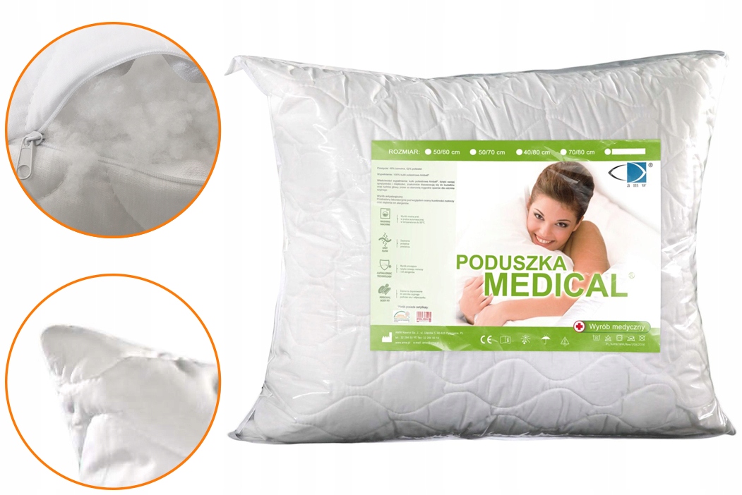 DUŻA WYGODNA PODUSZKA ANTYALERGICZNA MEDICAL ZAMEK 70X80 DLA DZIECKA 70X80 Kod producenta 5907666034156