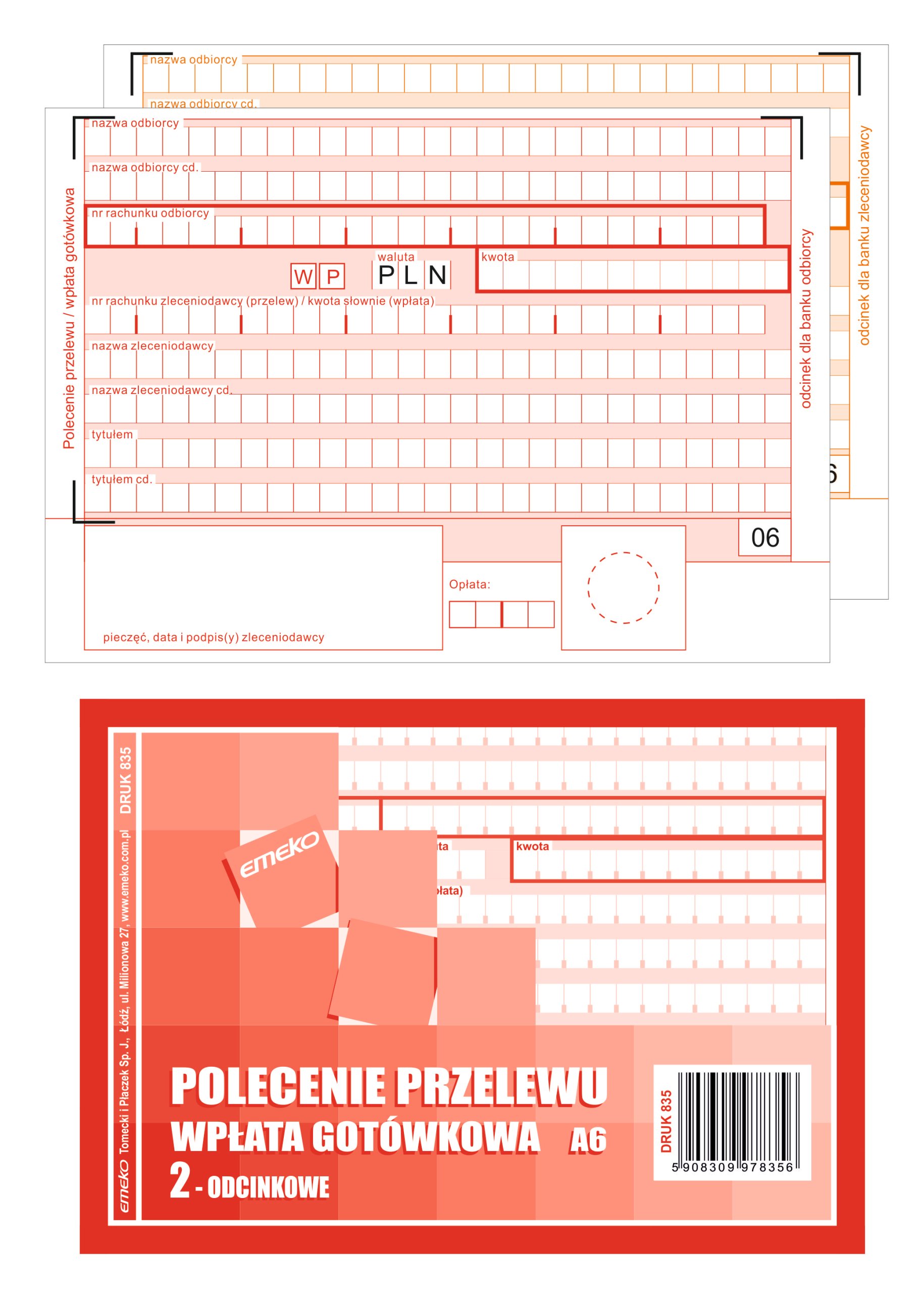 

Druk Polecenie Przelewu 1+1 A6 Emeko