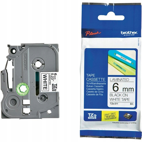 

Taśma Brother TZE-211 6mm BK/White E110VP E550WVP