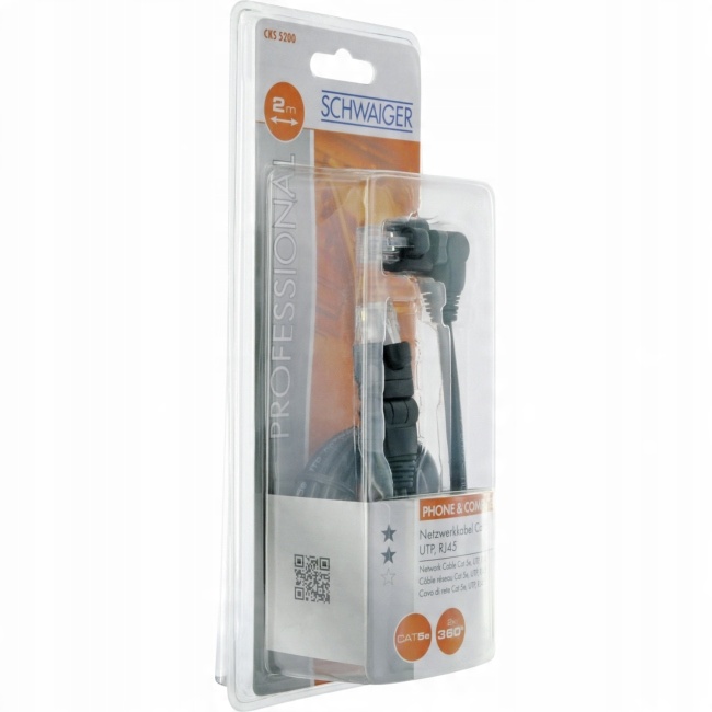 

Kabel Sieciowy Utp Lan KAT5 2 M Ruchome RJ45 360*