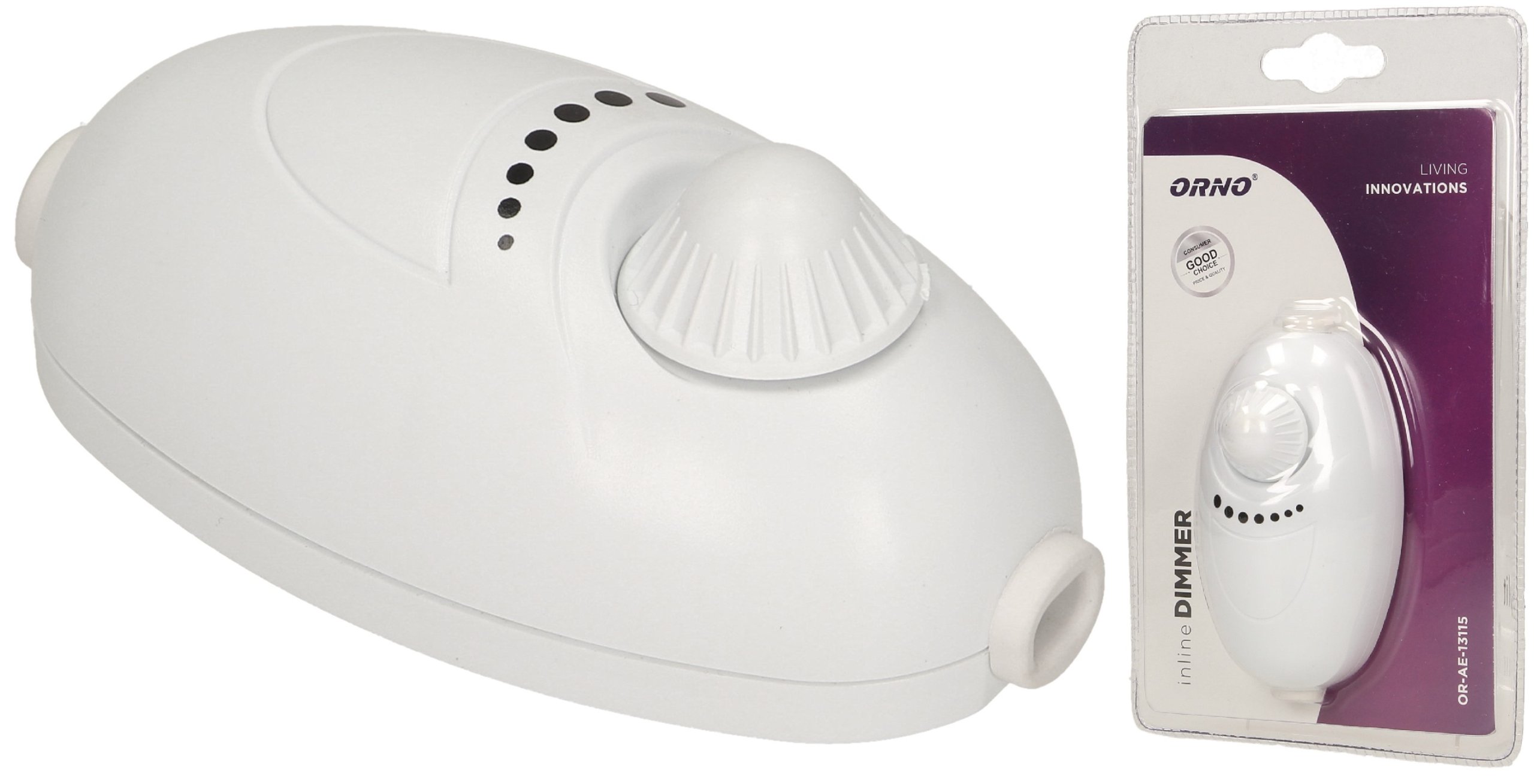 

Ściemniacz Nakablowy Biały 20W-100W 50x94x40MM