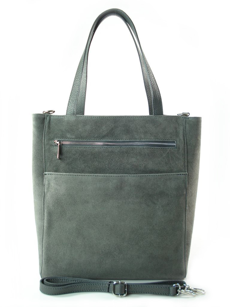 

Zamszowa Torba Vera Pelle Shopper Bag Szara
