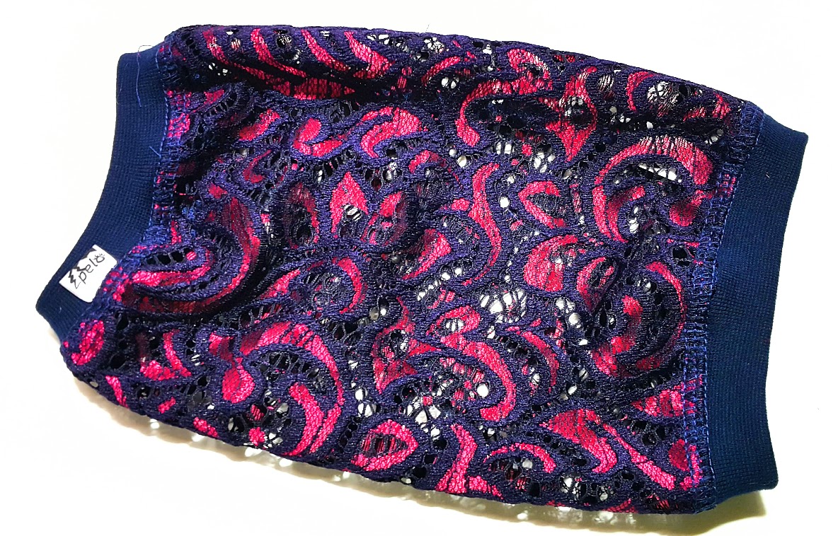 

Pelo Snood Komin na uszy Koronka róż granat r.S