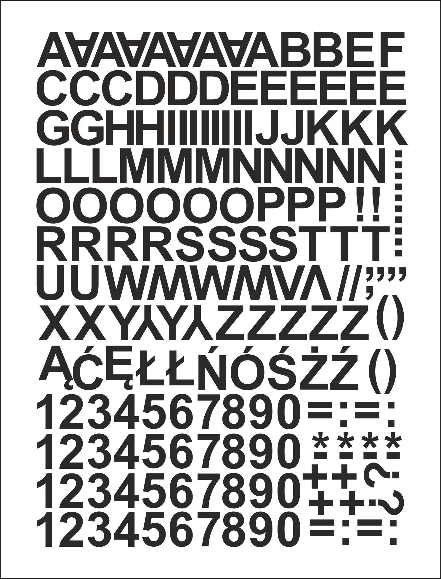 SAMOPRZYLEPNE LITERKI I CYFRY NAKLEJKI 3 CM